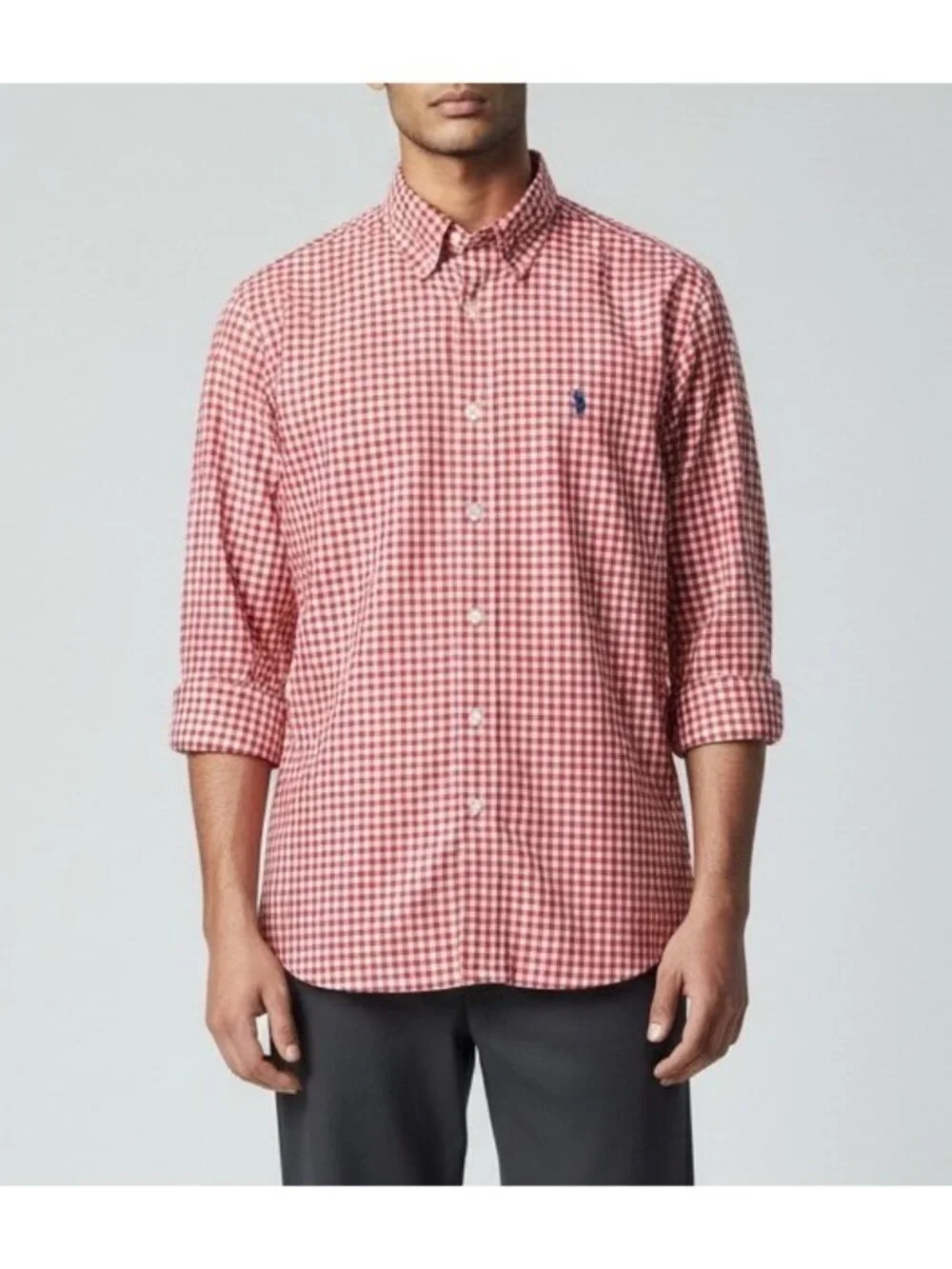 Ralph Lauren Boys Red White Gingham Button Down Shirt Large 14/16 Like New